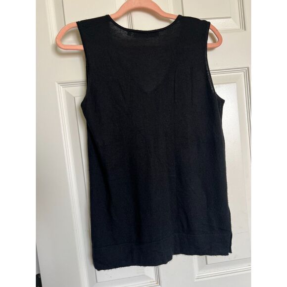 Black Goat 100% Cashmere V - Neck Sleeveless Sweater - Picture 4 of 6